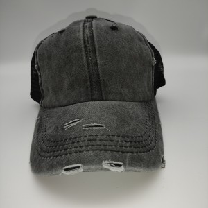 Black Fashion Washed Cotton Peak Visor Baseball Cap