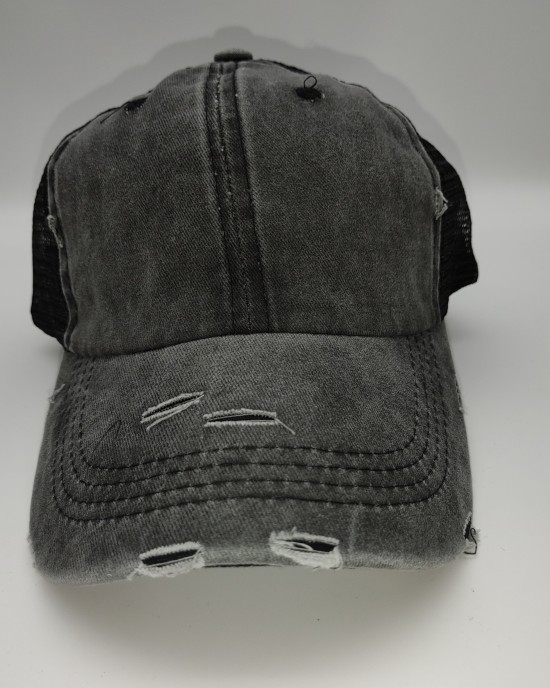 Black Fashion Washed Cotton Peak Visor Baseball Cap