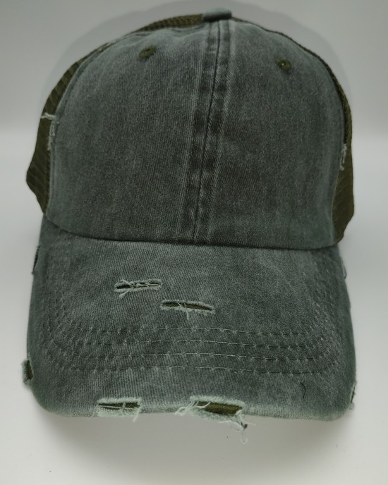 Green fashion washed cotton peaked visor baseball cap