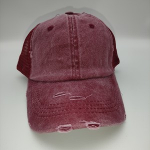 Red Fashion Washed Cotton Visor Baseball Cap