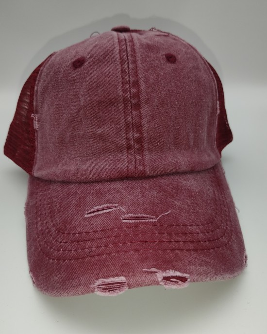 Red Fashion Washed Cotton Visor Baseball Cap