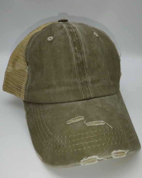 Khaki Fashion Washed Cotton Visor Baseball Cap