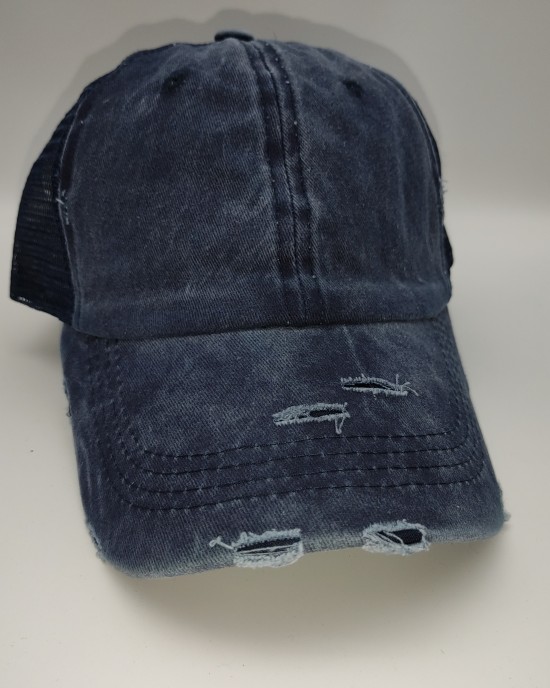 Navy Blue Solid Baseball Cap