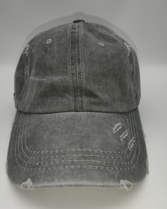 Gray Solid Baseball Cap