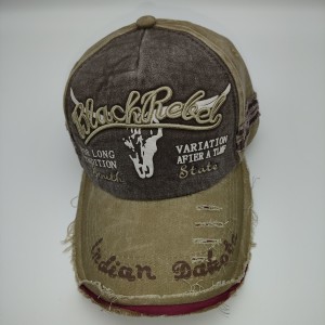 Khaki Distressed Bullhead Cap