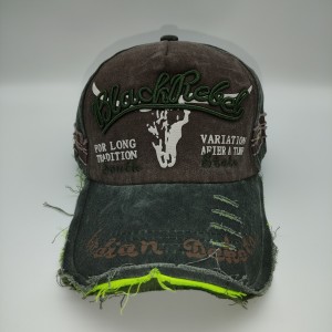 Blue Distressed Bull Head Baseball Cap