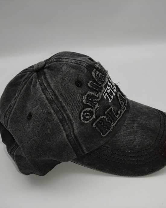 black original black washed denim baseball cap