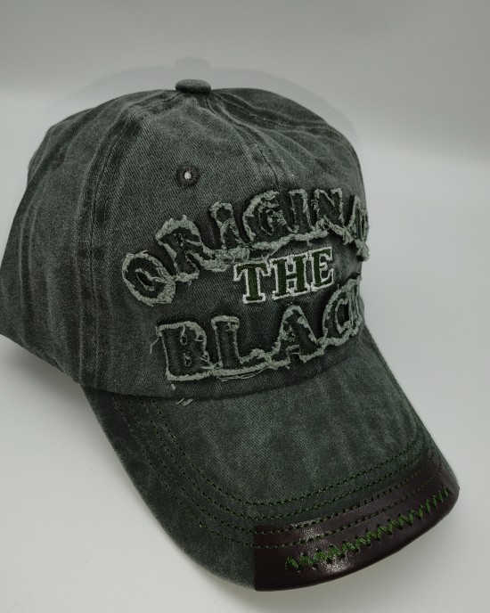 green original black washed denim baseball cap