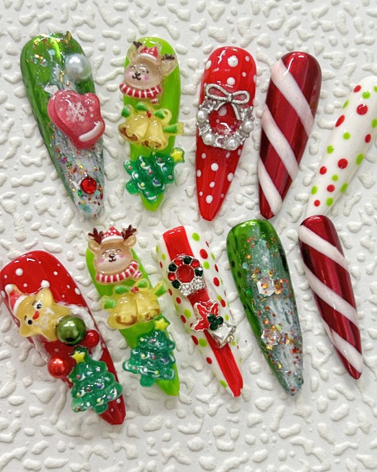 Cute colorful ornaments Christmas nail