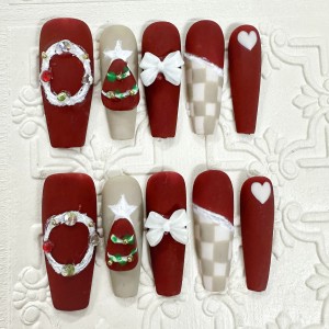 Three-dimensional Christmas tree long nail