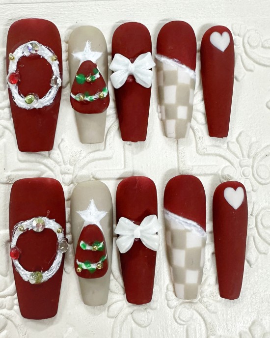 Three-dimensional Christmas tree long nail