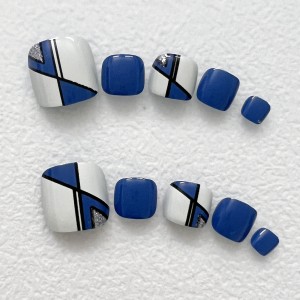 Geometric blue and white stitching