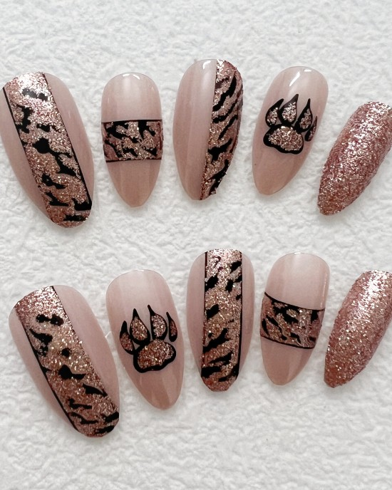 Almond champagne leopard print