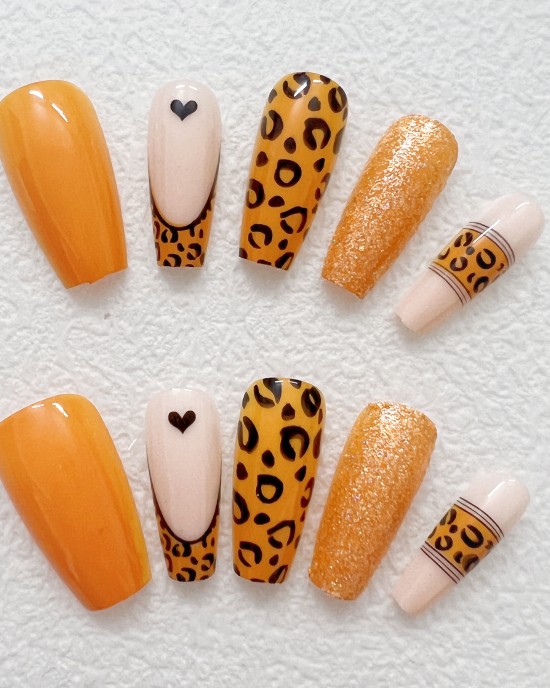 Orange leopard print